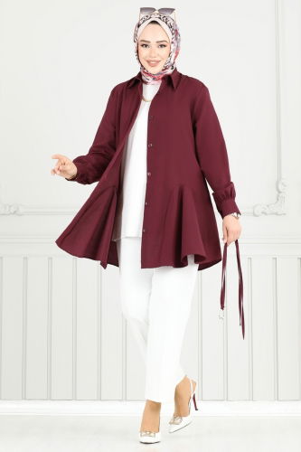 moda selvim Tunic 256ASN888 Burgundy - Thumbnail