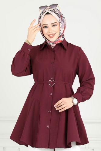 moda selvim بلوز خمري 256ASN888 - Thumbnail