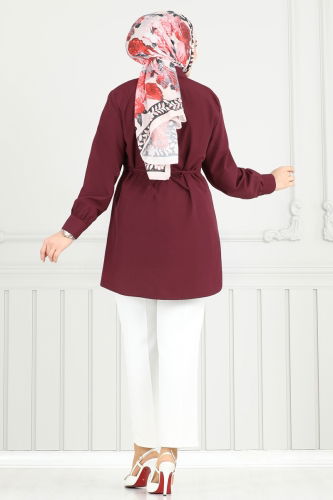 moda selvim بلوز خمري 256ASN888 - Thumbnail