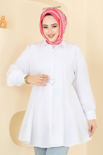 moda selvim Tunic 256ASN888 Ecru - Thumbnail