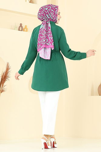 moda selvim بلوز زيتي 256ASN888 - Thumbnail