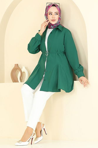 moda selvim بلوز زيتي 256ASN888 - Thumbnail