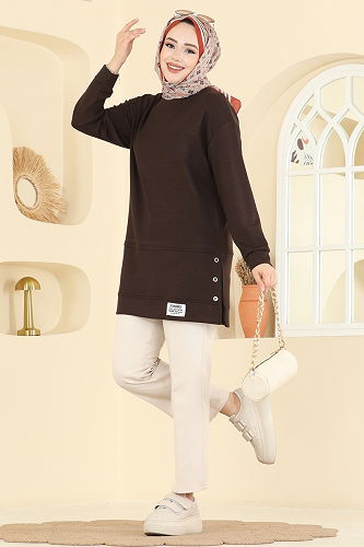 moda selvim Tunic 2630MSZ1172 Bitter Brown - Thumbnail