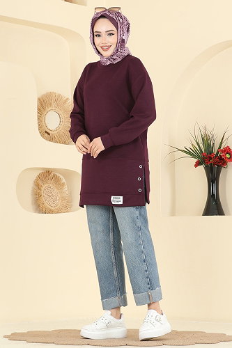 moda selvim Tunic 2630MSZ1172 Burgundy - Thumbnail