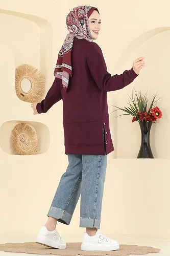 moda selvim Tunic 2630MSZ1172 Damson - Thumbnail