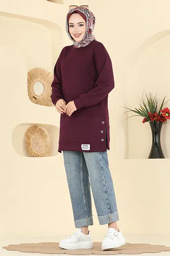 moda selvim Tunic 2630MSZ1172 Damson - Thumbnail