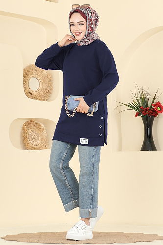 moda selvim بلوز كحلي 2630MSZ1172 - Thumbnail