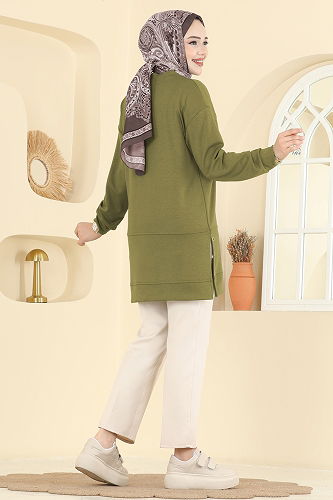 moda selvim Tunic 2630MSZ1172 Oil Green - Thumbnail