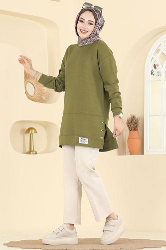 moda selvim Tunic 2630MSZ1172 Oil Green - Thumbnail
