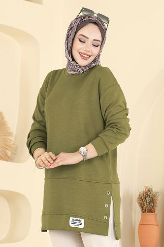 moda selvim Tunic 2630MSZ1172 Oil Green - Thumbnail