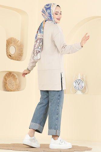 moda selvim بلوز بيج 2630MSZ1172 - Thumbnail