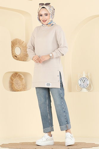 moda selvim بلوز بيج 2630MSZ1172 - Thumbnail