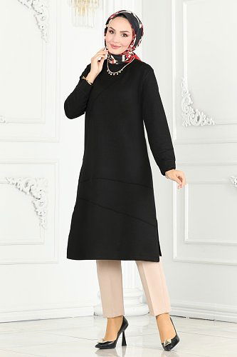 moda selvim بلوز أسود 2673AYD574 - Thumbnail