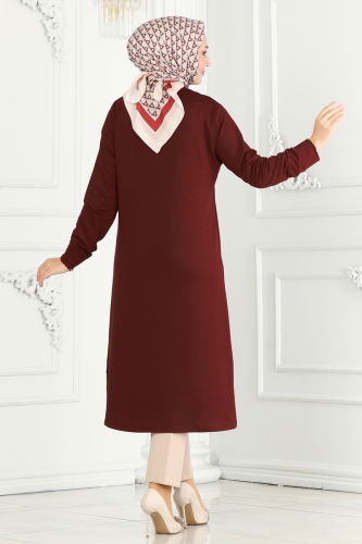 moda selvim TUNIC 2673AYD574 Burgundy - Thumbnail