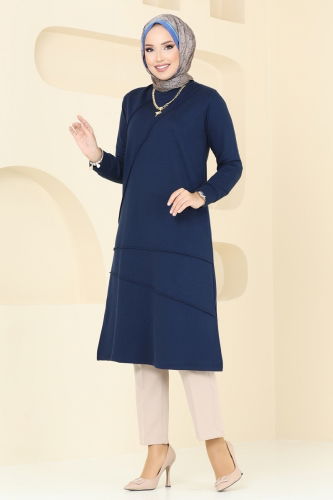 moda selvim Tunic 2673AYD574 Dark Navy Blue - Thumbnail