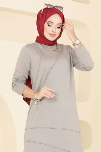 moda selvim Tunic 2673AYD574 Gray - Thumbnail