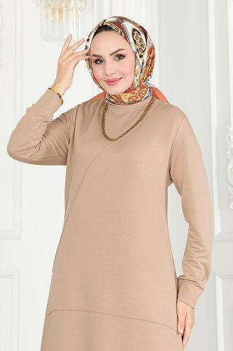 moda selvim بلوز بيج 2673AYD574 - Thumbnail