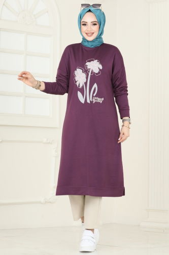 moda selvim Tunic 2675AYD574 Damson - Thumbnail