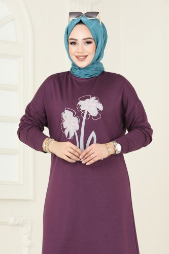 moda selvim Tunic 2675AYD574 Damson - Thumbnail