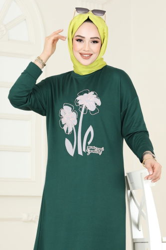 moda selvim Tunic 2675AYD574 Emerald - Thumbnail