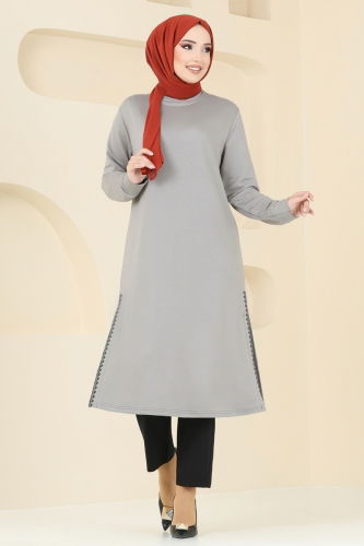 moda selvim Tunic 2678AYD574 Gray - Thumbnail