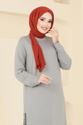 moda selvim Tunic 2678AYD574 Gray - Thumbnail