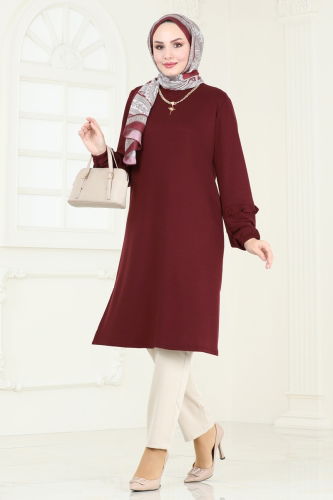 moda selvim Tunic 2680AYD574 Burgundy - Thumbnail