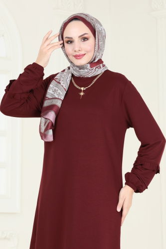 moda selvim Tunic 2680AYD574 Burgundy - Thumbnail