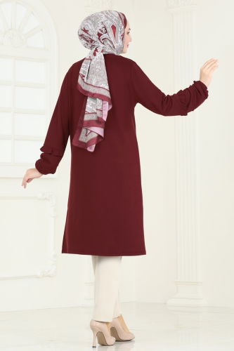 moda selvim Tunic 2680AYD574 Burgundy - Thumbnail