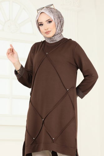 moda selvim Tunic 2682AYD574 Brown - Thumbnail