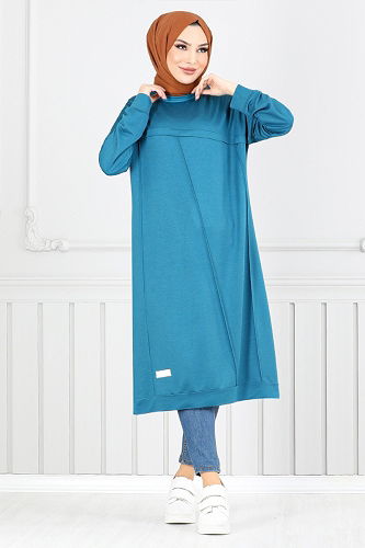 moda selvim Tunic 2684AYD969-M Petroleum - Thumbnail