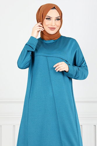 moda selvim بلوز بترولي 2684AYD969-M - Thumbnail