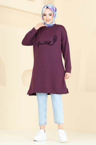 moda selvim Tunic 2689AYD574 Damson - Thumbnail