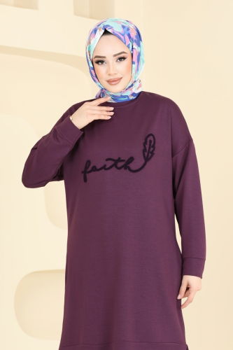 moda selvim Tunic 2689AYD574 Damson - Thumbnail