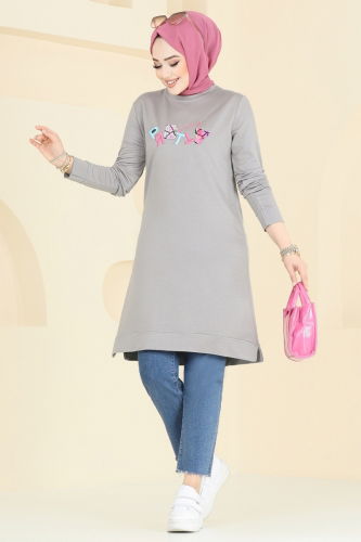 moda selvim Tunic 2690AYD574 Gray - Thumbnail