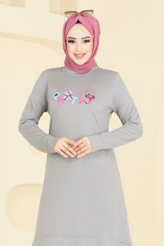 moda selvim Tunic 2690AYD574 Gray - Thumbnail