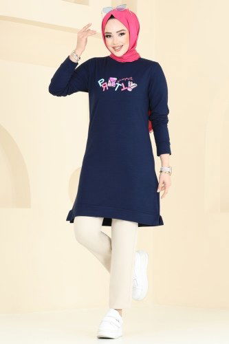 moda selvim بلوز كحلي 2690AYD574 - Thumbnail