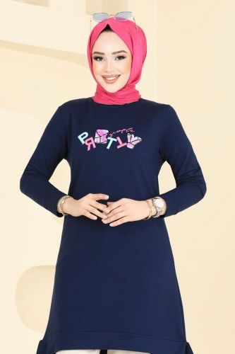 moda selvim بلوز كحلي 2690AYD574 - Thumbnail