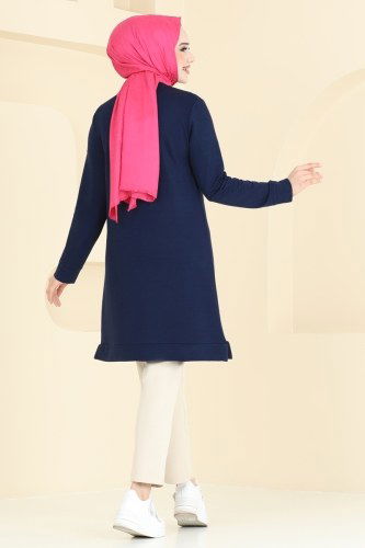 moda selvim بلوز كحلي 2690AYD574 - Thumbnail