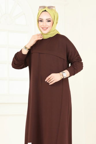 moda selvim بلوز بني 2694AYD574 - Thumbnail