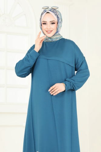 moda selvim بلوز بترولي 2694AYD574 - Thumbnail