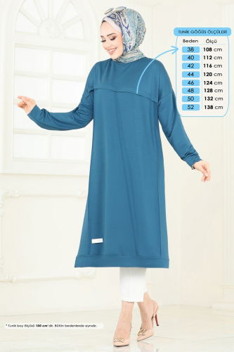 moda selvim بلوز بترولي 2694AYD574 - Thumbnail