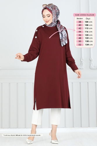 moda selvim Tunic 2695AYD574 Burgundy - Thumbnail