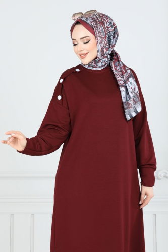 moda selvim Tunic 2695AYD574 Burgundy - Thumbnail