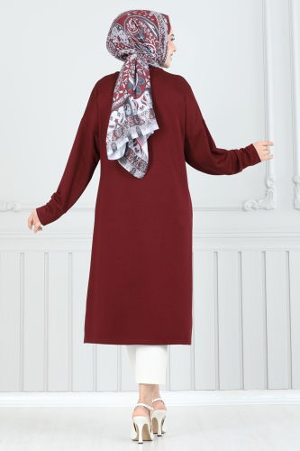 moda selvim Tunic 2695AYD574 Burgundy - Thumbnail