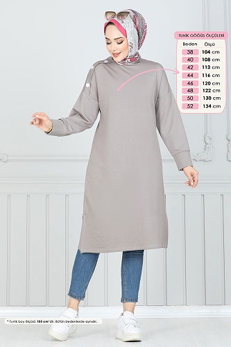 moda selvim Tunic 2695AYD574 Gray - Thumbnail