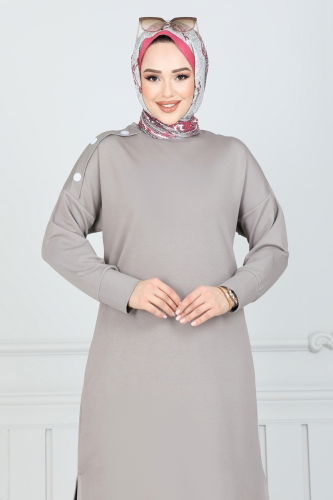 moda selvim Tunic 2695AYD574 Gray - Thumbnail