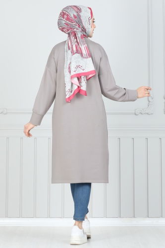 moda selvim Tunic 2695AYD574 Gray - Thumbnail