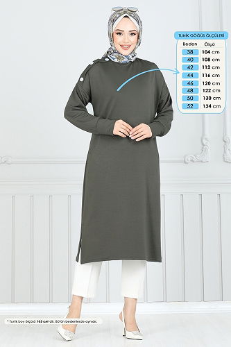 moda selvim بلوز اخضر عفني 2695AYD574 - Thumbnail