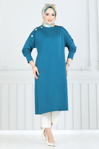 moda selvim Tunic 2695AYD574 Petroleum - Thumbnail